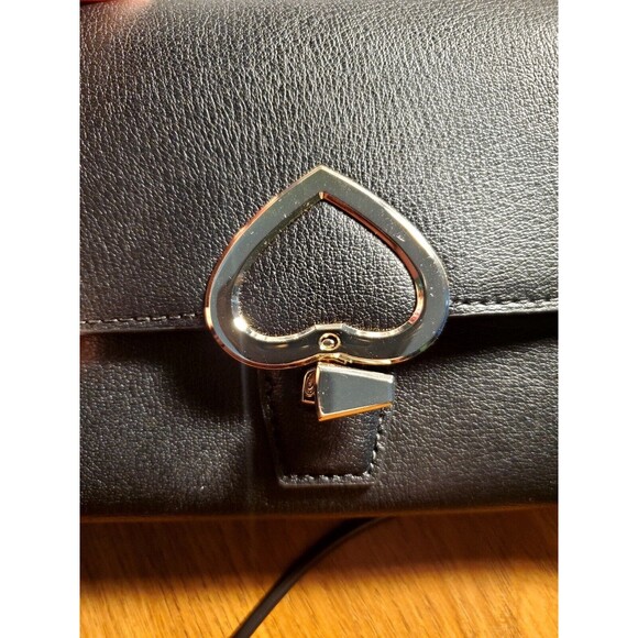 Kate Spade Grain Leather Robyn Small Flap Chain Wallet Crossbody Strap Black NWT - Picture 10 of 11